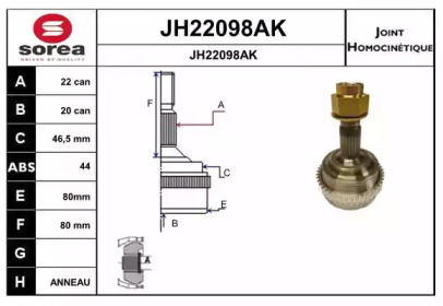 Шарнирный комплект SNRA JH22098AK