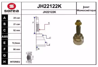 Шарнирный комплект, приводной вал SNRA JH22122K