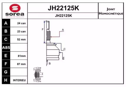 Шарнирный комплект SNRA JH22125K