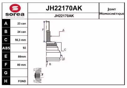 Шарнирный комплект, приводной вал SNRA JH22170AK