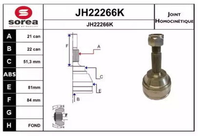 Шарнирный комплект, приводной вал SNRA JH22266K