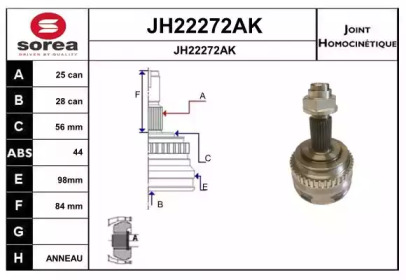 Шарнирный комплект, приводной вал SNRA JH22272AK