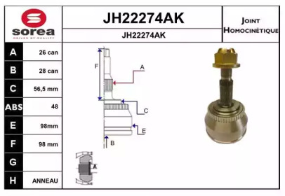 Шарнирный комплект, приводной вал SNRA JH22274AK