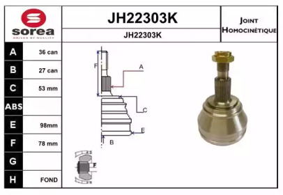 Шарнирный комплект, приводной вал SNRA JH22303K