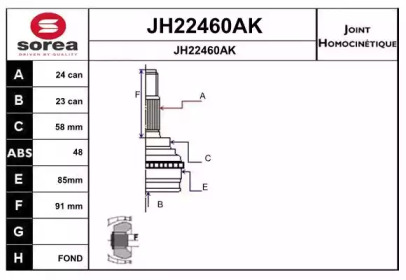 Шарнирный комплект, приводной вал SNRA JH22460AK