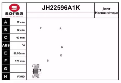 Шарнирный комплект, приводной вал SNRA JH22596A1K