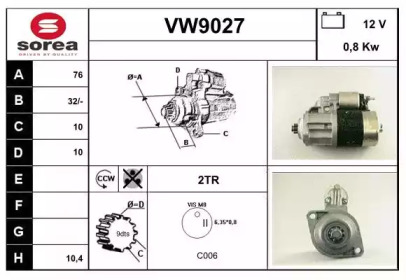 Стартер SNRA VW9027