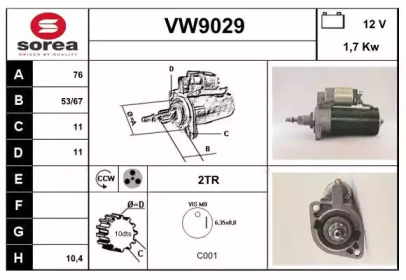 Стартер SNRA VW9029