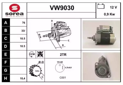 Стартер SNRA VW9030