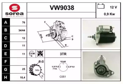 Стартер SNRA VW9038