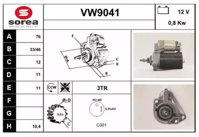 Стартер SNRA VW9041