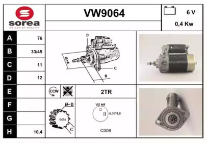 Стартер SNRA VW9064