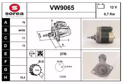 Стартер SNRA VW9065