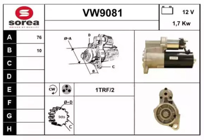 Стартер SNRA VW9081