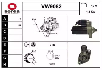 Стартер SNRA VW9082