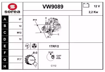 Стартер SNRA VW9089