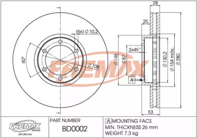 Тормозной диск FREMAX BD-0002