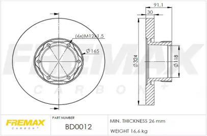 Тормозной диск FREMAX BD-0012