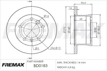 Тормозной диск FREMAX BD-0183