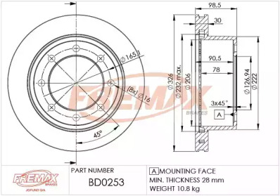 Тормозной диск FREMAX BD-0253