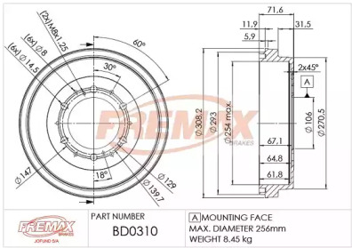 Тормозный барабан FREMAX BD-0310