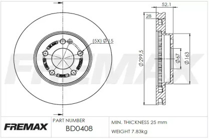 Тормозной диск FREMAX BD-0408