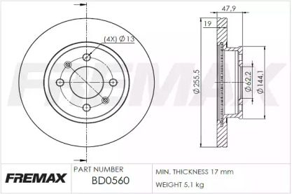 Тормозной диск FREMAX BD-0560