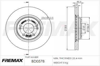 Тормозной диск FREMAX BD-0578