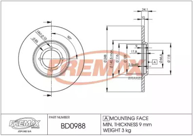 Тормозной диск FREMAX BD-0988