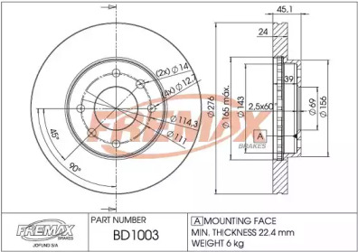 Тормозной диск FREMAX BD-1003