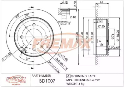 Тормозной диск FREMAX BD-1007