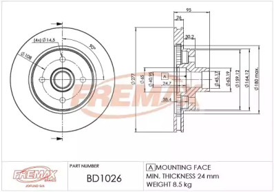 Тормозной диск FREMAX BD-1026