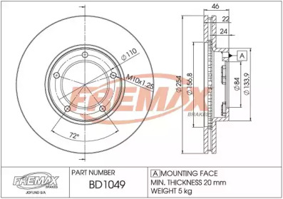 Тормозной диск FREMAX BD-1049