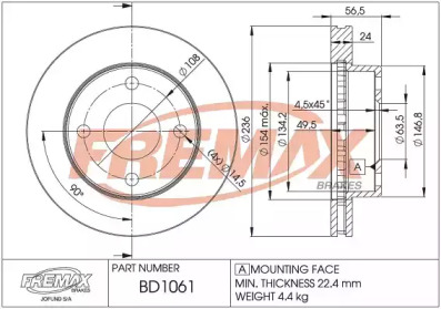 Тормозной диск FREMAX BD-1061