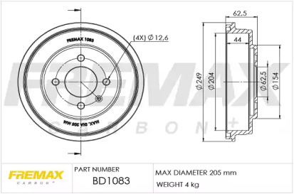 Тормозный барабан FREMAX BD-1083