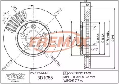 Тормозной диск FREMAX BD-1085