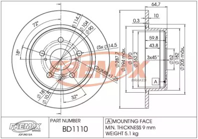 Тормозной диск FREMAX BD-1110