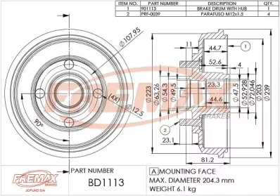 Тормозный барабан FREMAX BD-1113