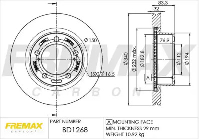 Тормозной диск FREMAX BD-1268