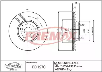 Тормозной диск FREMAX BD-1270