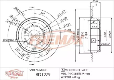 Тормозной диск FREMAX BD-1279