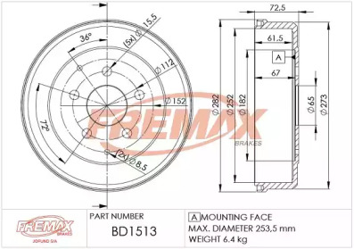 Тормозный барабан FREMAX BD-1513