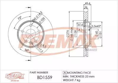 Тормозной диск FREMAX BD-1559