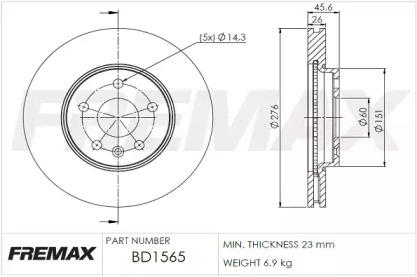 Тормозной диск FREMAX BD-1565