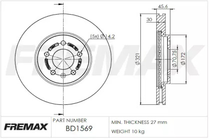 Тормозной диск FREMAX BD-1569