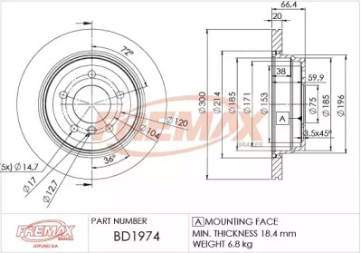 Тормозной диск FREMAX BD-1974