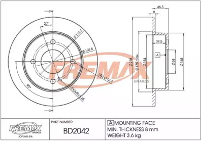 Тормозной диск FREMAX BD-2042