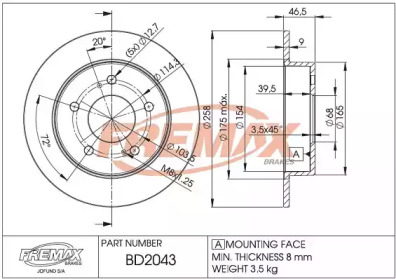 Тормозной диск FREMAX BD-2043