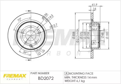 Тормозной диск FREMAX BD-2072