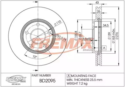 Тормозной диск FREMAX BD-2095